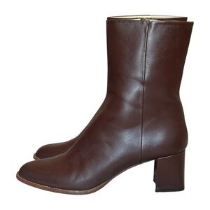 Marion Parke Elle Almond Toe Leather Booties in Mahogany Brown Women’s 40IT/10US